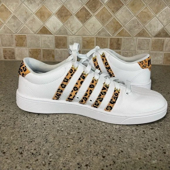 K Swiss Women’s Court Pro II Court White/Leopard Sneaker Size 11 - Picture 5 of 9
